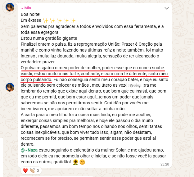 Carta de depoimento sobre o Método PULSA